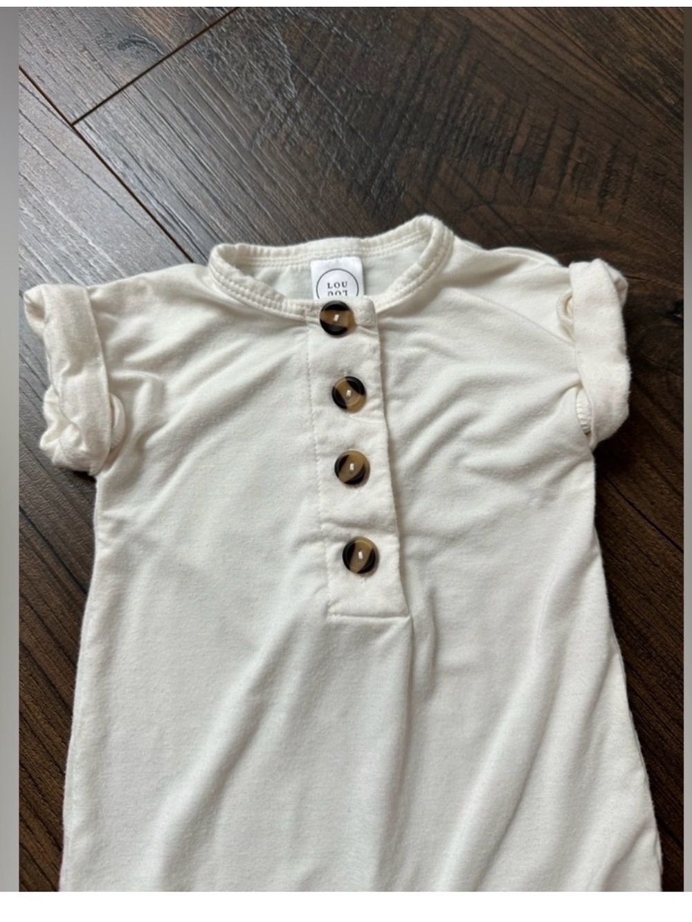 Lou Lou & Company Cream Short Sleeve One-Piece with Tortoise Buttons
